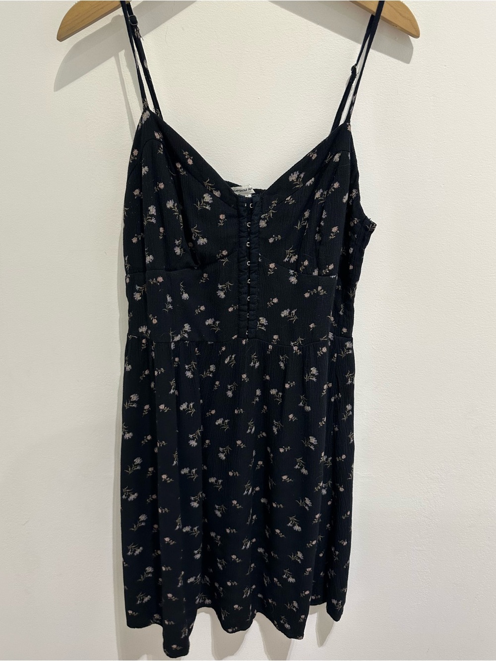 Black Floral Corset Spaghetti-Strap Little Black Dress